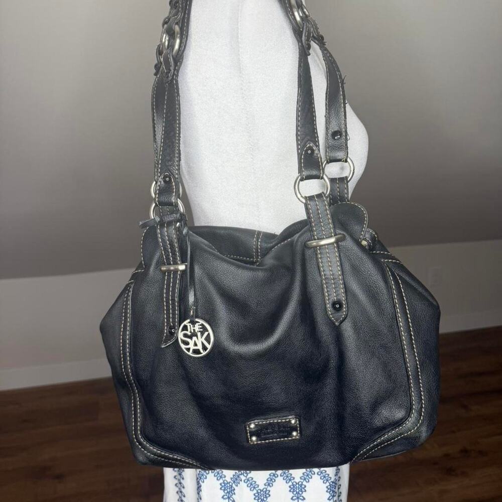 The Sak Vintage Black Leather Shoulder Tote | Y2K Quiet Luxury